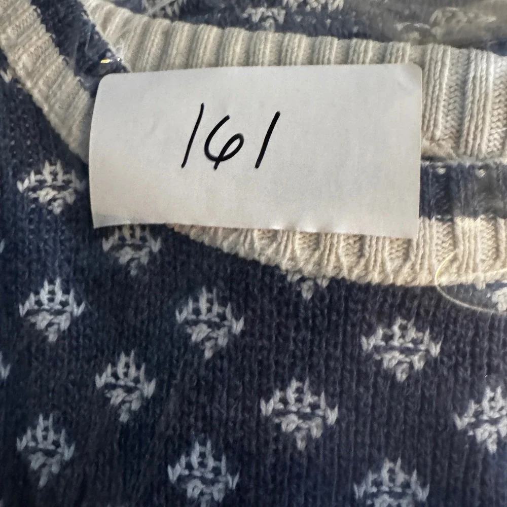 VTG Jantzen Blue White Diamond Pattern Crewneck Sweater Men's Size L Made in USA